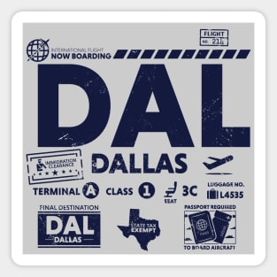 Vintage Dallas DAL Airport Code Travel Day Retro Travel Tag Texas Magnet